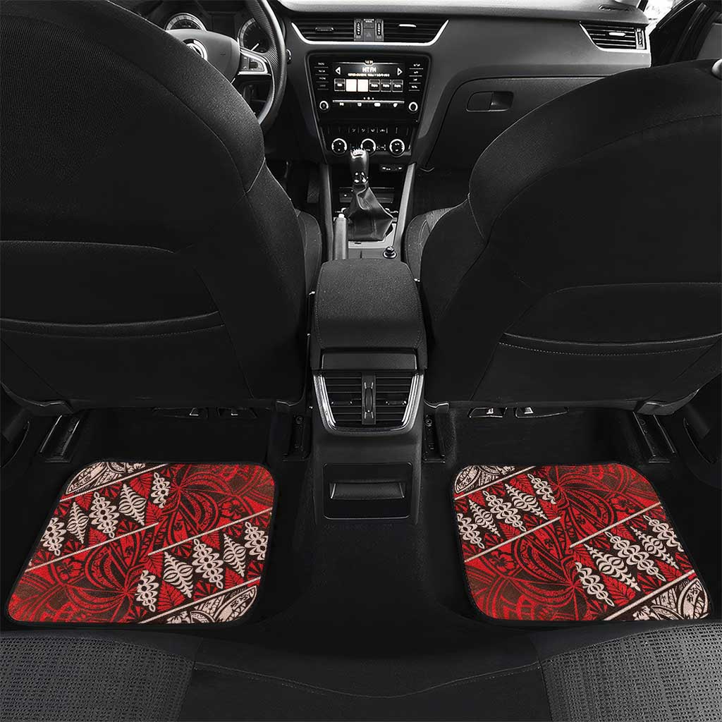 Vintage Ngatu Tribal Tonga Pattern Car Mats LT9 Set 2pcs - Back Red - Polynesian Pride