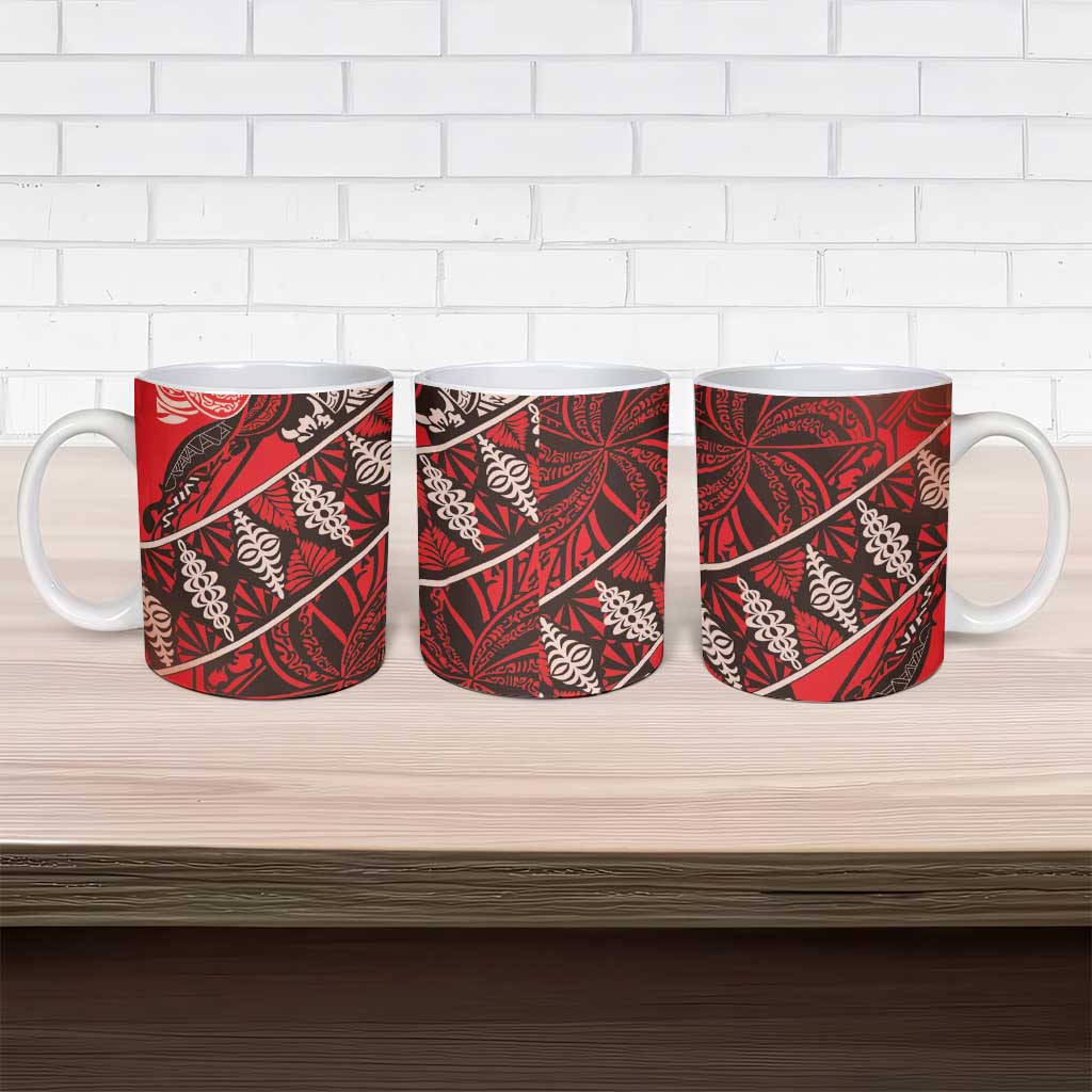 Vintage Ngatu Tribal Tonga Pattern Ceramic Mug - Polynesian Pride