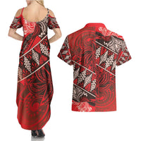 Vintage Ngatu Tribal Tonga Pattern Couples Matching Summer Maxi Dress and Hawaiian Shirt LT9 - Polynesian Pride