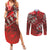 Vintage Ngatu Tribal Tonga Pattern Couples Matching Summer Maxi Dress and Long Sleeve Button Shirt - Polynesian Pride