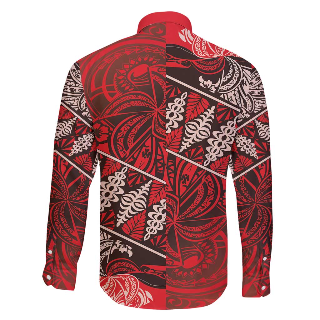 Vintage Ngatu Tribal Tonga Pattern Family Matching Off Shoulder Maxi Dress and Hawaiian Shirt - Polynesian Pride