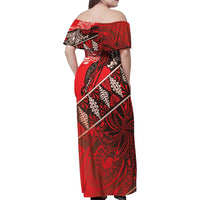 Vintage Ngatu Tribal Tonga Pattern Family Matching Off Shoulder Maxi Dress and Hawaiian Shirt - Polynesian Pride