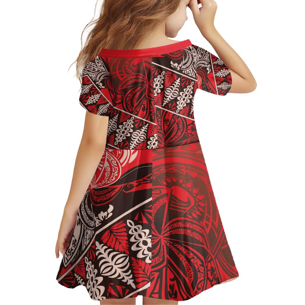 Vintage Ngatu Tribal Tonga Pattern Family Matching Off Shoulder Short Dress and Hawaiian Shirt - Polynesian Pride