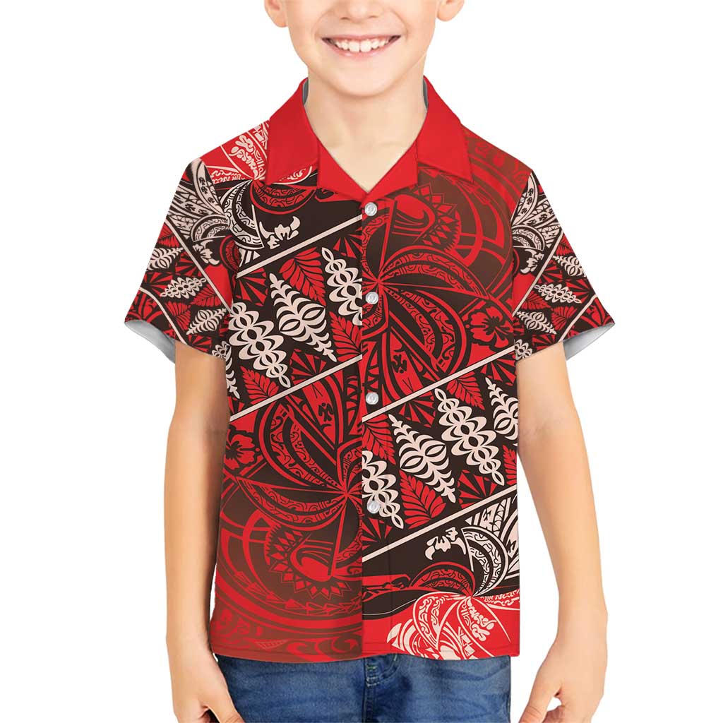 Vintage Ngatu Tribal Tonga Pattern Family Matching Off Shoulder Short Dress and Hawaiian Shirt - Polynesian Pride