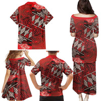 Vintage Ngatu Tribal Tonga Pattern Family Matching Puletasi and Hawaiian Shirt LT9 - Polynesian Pride