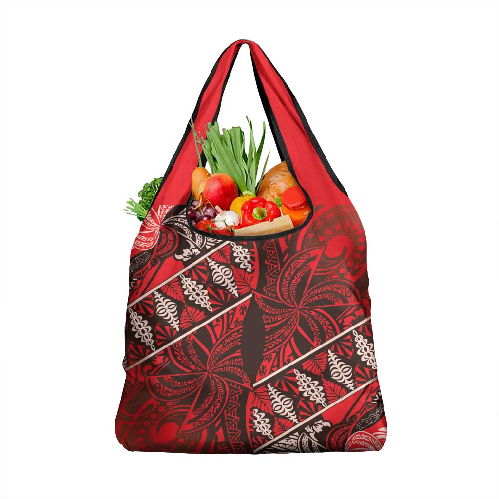Vintage Ngatu Tribal Tonga Pattern Grocery Bag LT9 1-pack One Size Red - Polynesian Pride