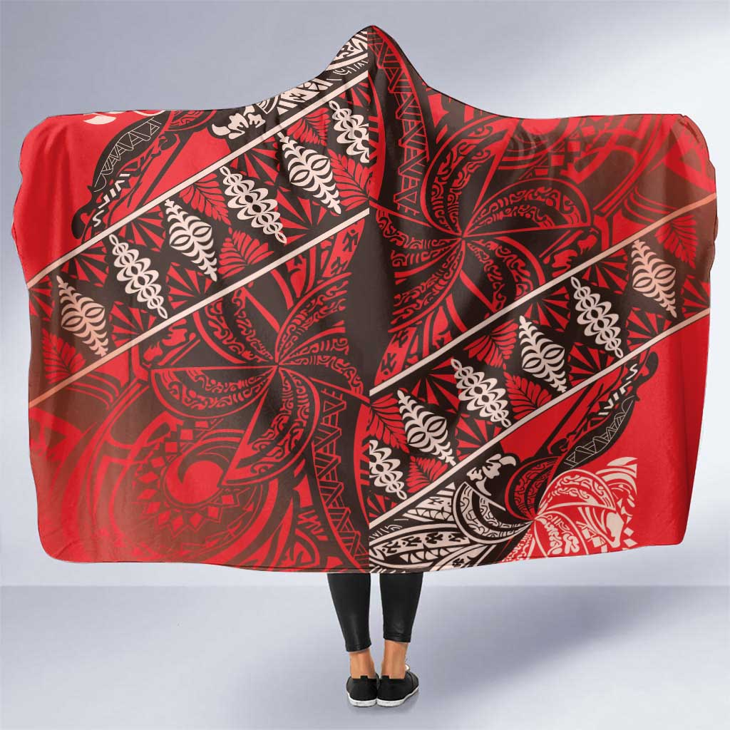Vintage Ngatu Tribal Tonga Pattern Hooded Blanket - Polynesian Pride