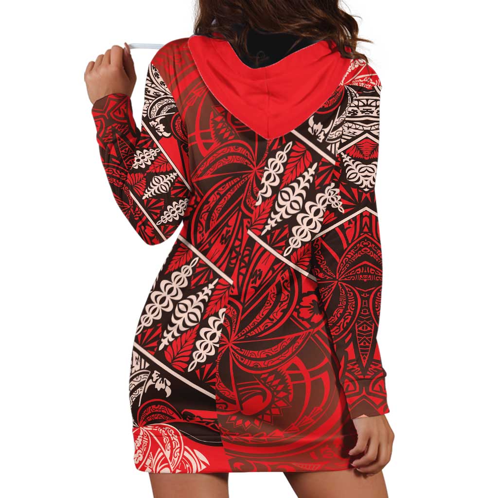 Vintage Ngatu Tribal Tonga Pattern Hoodie Dress - Polynesian Pride
