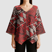 Vintage Ngatu Tribal Tonga Pattern Kimono Sleeve Blouse - Polynesian Pride