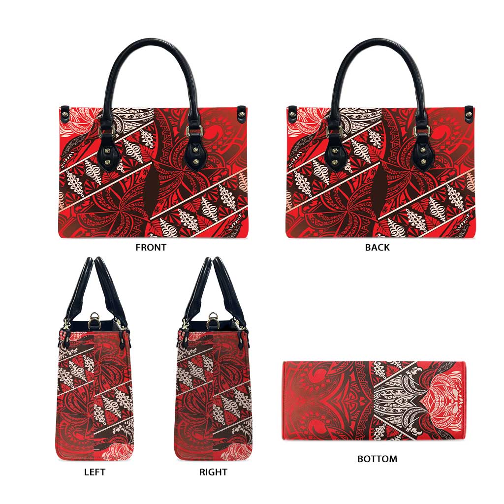 Vintage Ngatu Tribal Tonga Pattern Leather Bag - Polynesian Pride