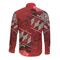 Vintage Ngatu Tribal Tonga Pattern Long Sleeve Button Shirt LT9 - Polynesian Pride