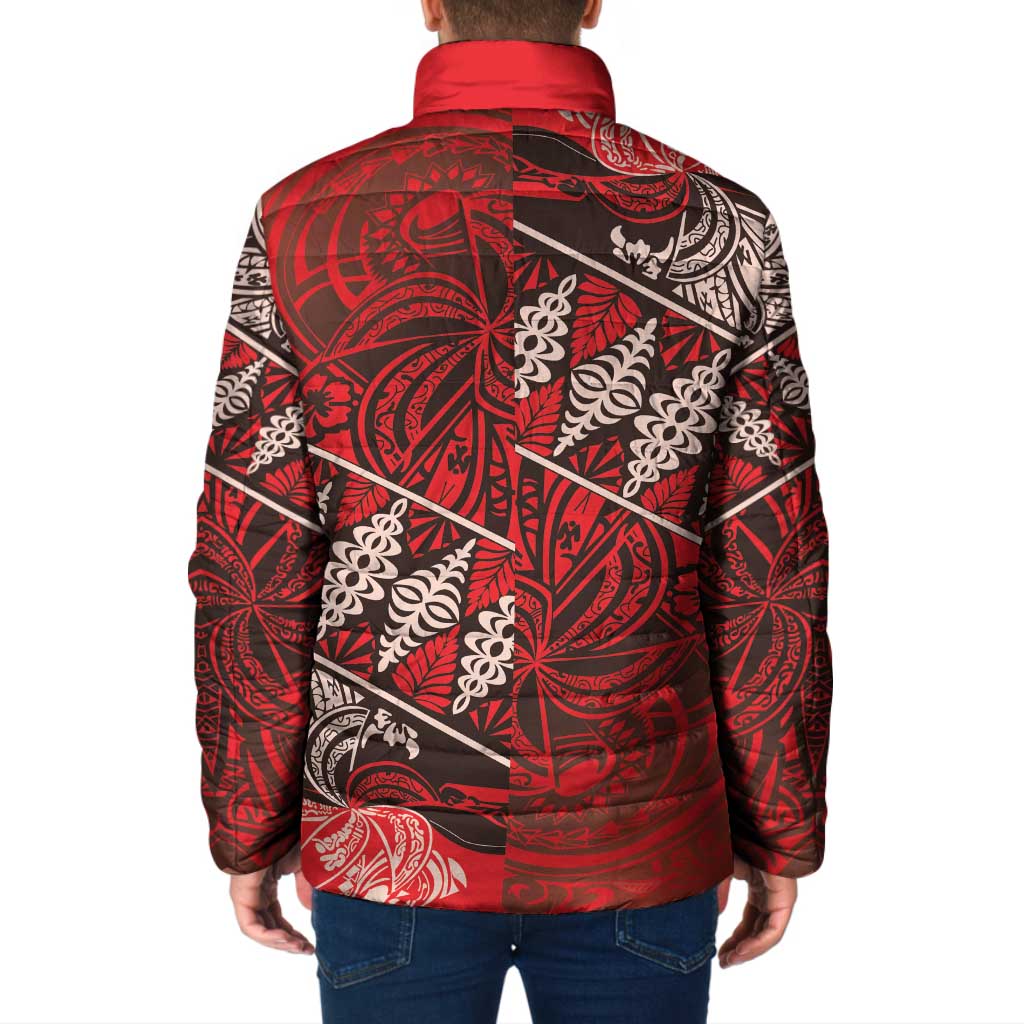 Vintage Ngatu Tribal Tonga Pattern Padded Jacket LT9 - Polynesian Pride