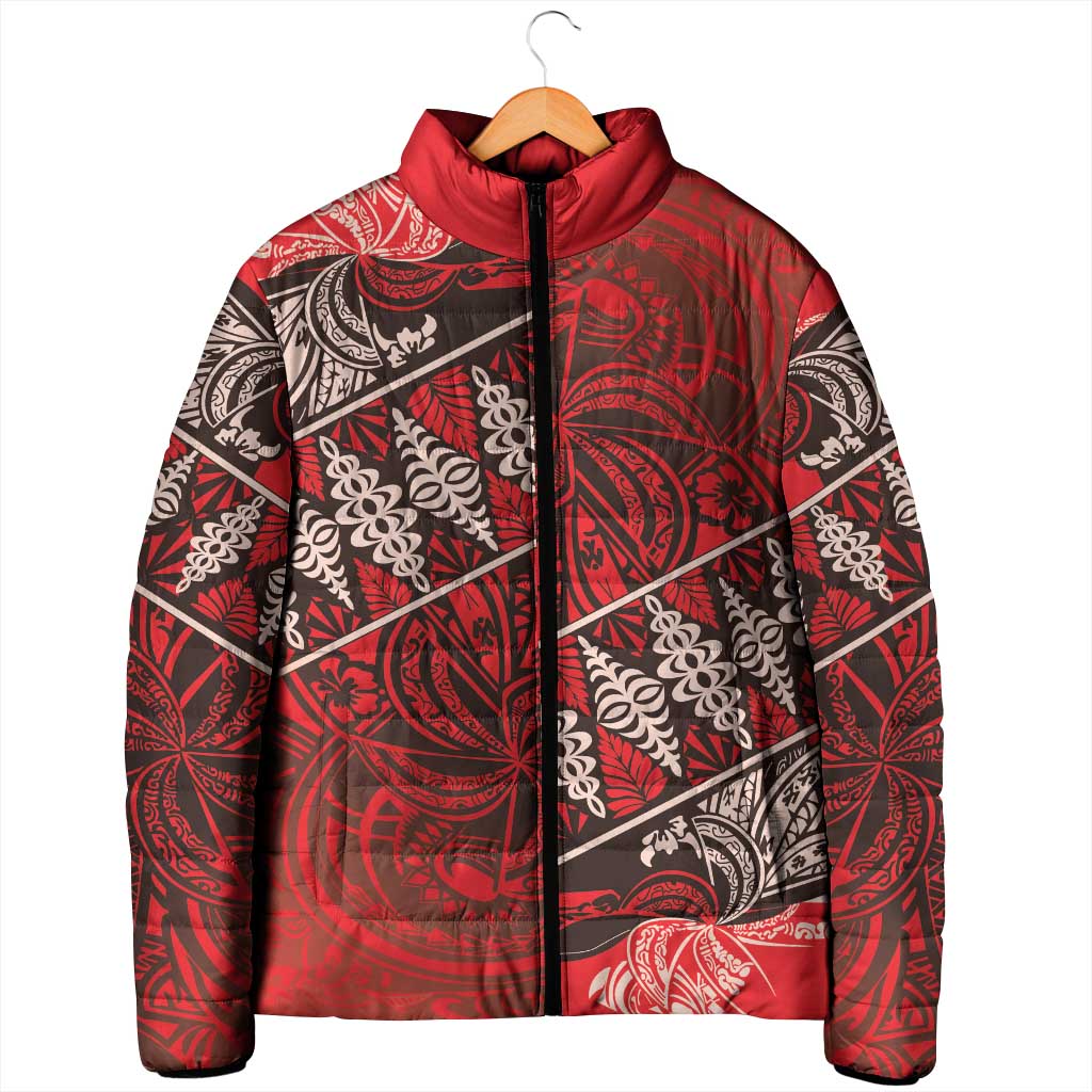 Vintage Ngatu Tribal Tonga Pattern Padded Jacket LT9 - Polynesian Pride