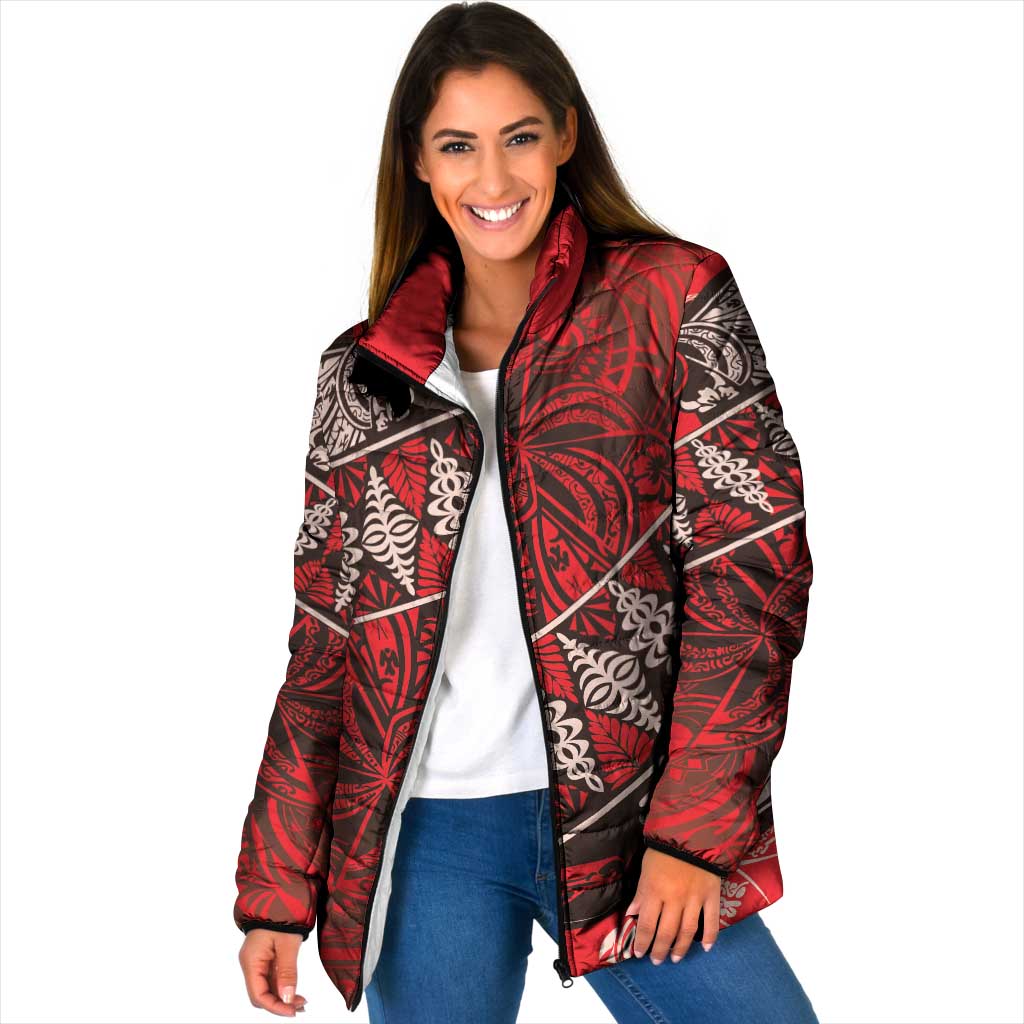 Vintage Ngatu Tribal Tonga Pattern Padded Jacket LT9 - Polynesian Pride