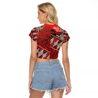 Vintage Ngatu Tribal Tonga Pattern Raglan Cropped T Shirt LT9 - Polynesian Pride