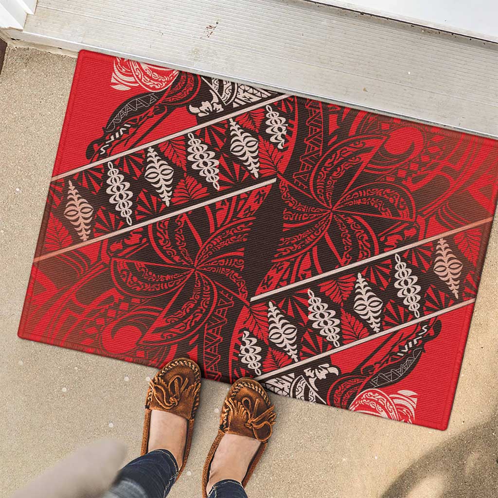 Vintage Ngatu Tribal Tonga Pattern Rubber Doormat LT9 - Polynesian Pride