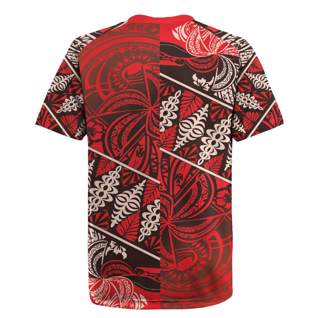 Vintage Ngatu Tribal Tonga Pattern Rugby Jersey LT9 - Polynesian Pride