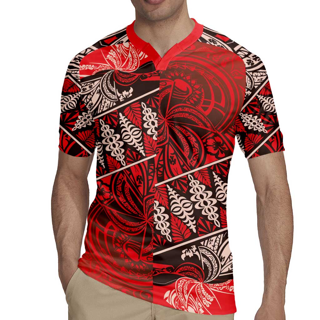 Vintage Ngatu Tribal Tonga Pattern Rugby Jersey LT9 - Polynesian Pride