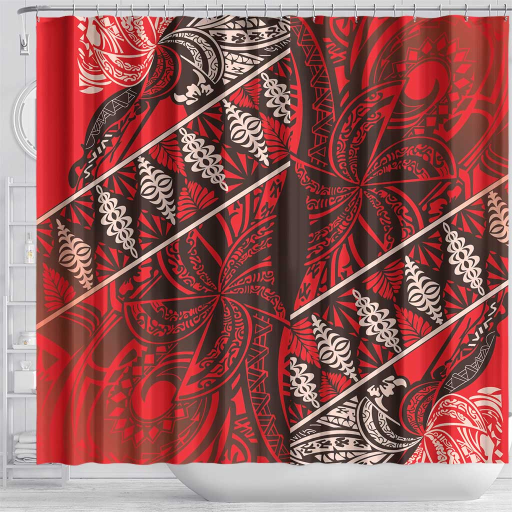 Vintage Ngatu Tribal Tonga Pattern Shower Curtain - Polynesian Pride