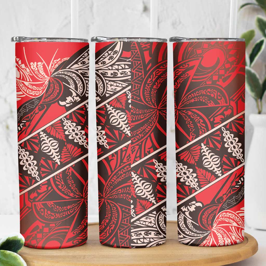 Vintage Ngatu Tribal Tonga Pattern Skinny Tumbler - Polynesian Pride