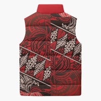 Vintage Ngatu Tribal Tonga Pattern Sleeveless Puffer Jacket LT9 - Polynesian Pride
