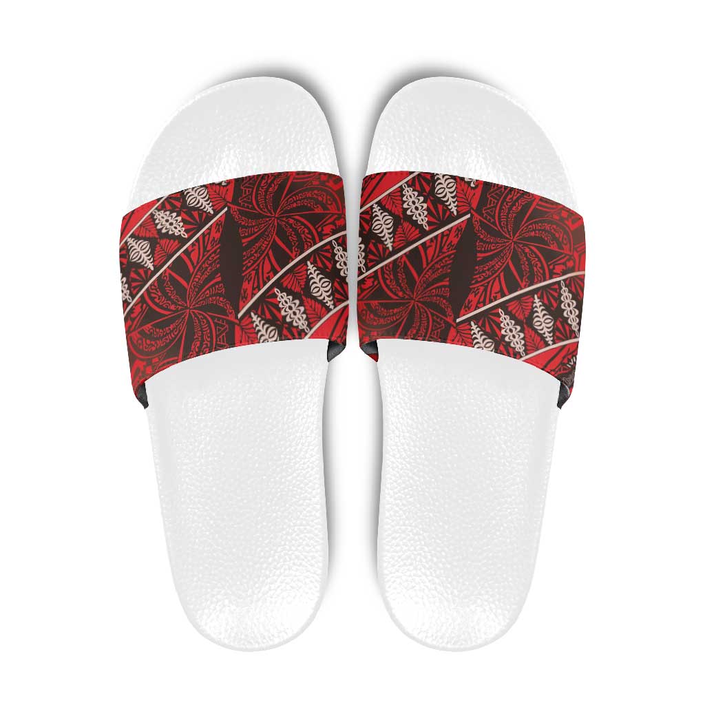 Vintage Ngatu Tribal Tonga Pattern Slide Sandals - Polynesian Pride