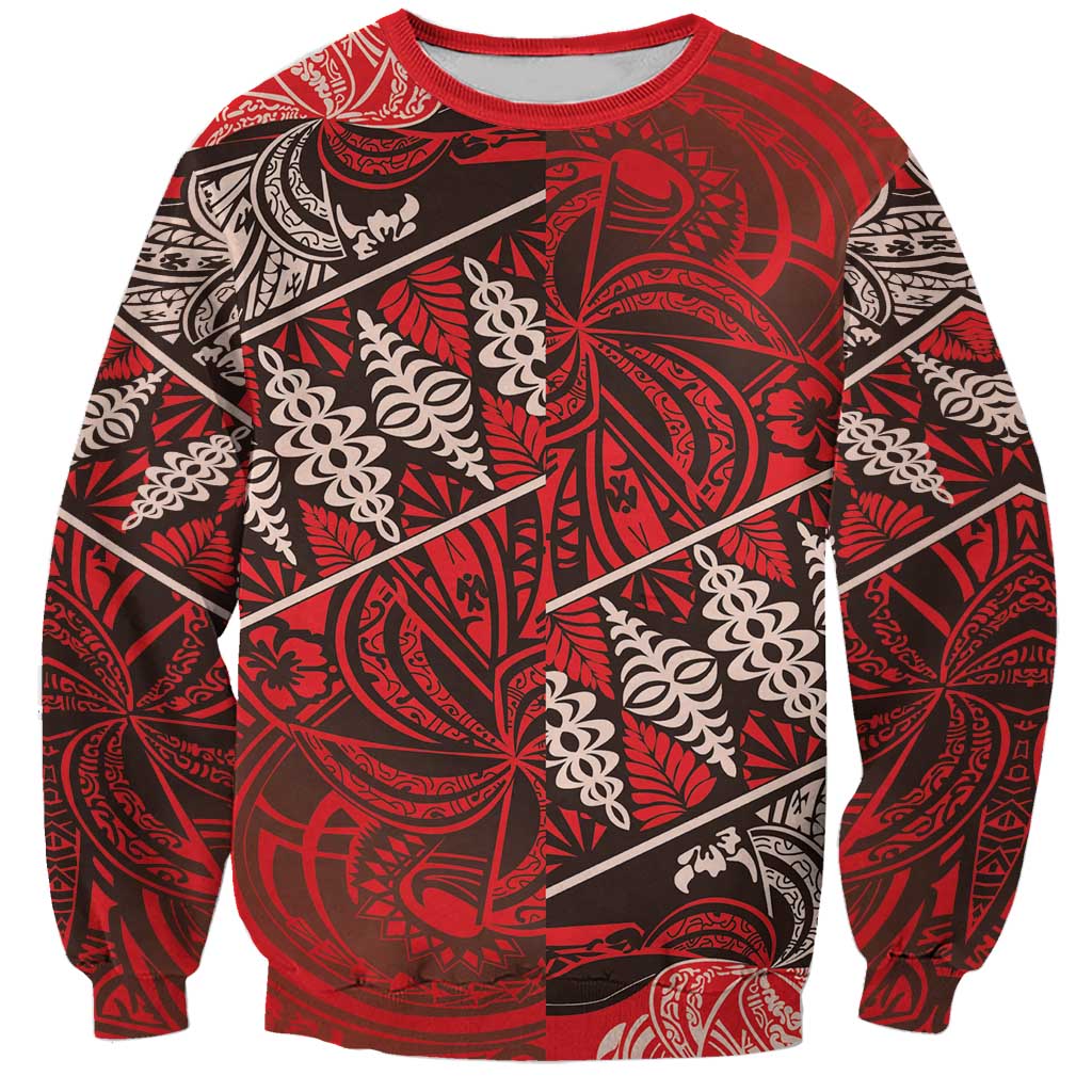 Vintage Ngatu Tribal Tonga Pattern Sweatshirt LT9 Unisex Red - Polynesian Pride