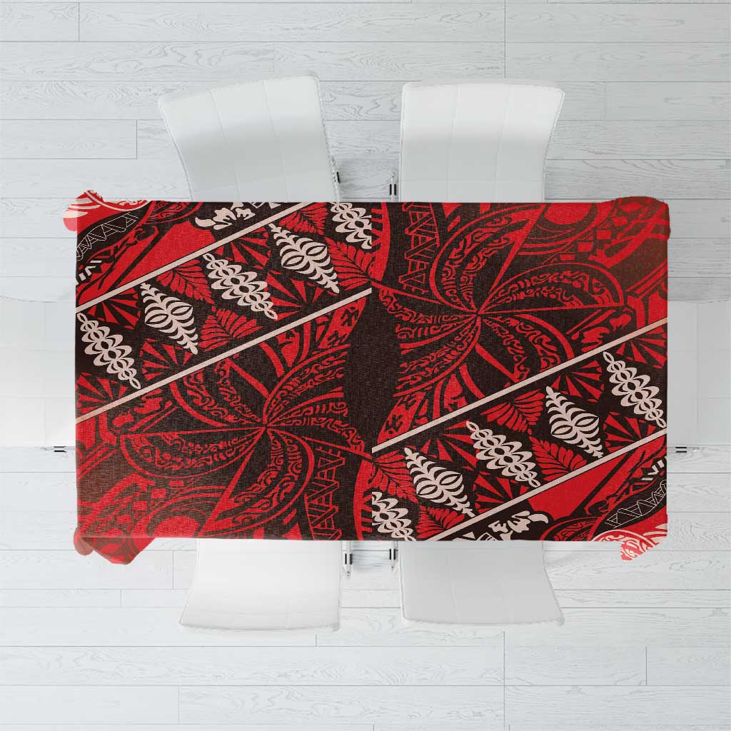 Vintage Ngatu Tribal Tonga Pattern Tablecloth LT9 Red - Polynesian Pride