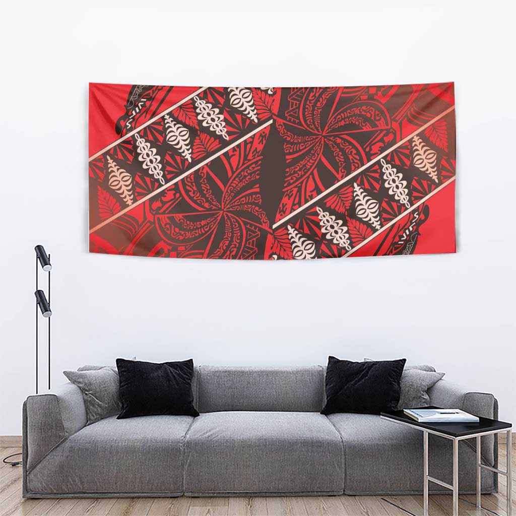 Vintage Ngatu Tribal Tonga Pattern Tapestry - Polynesian Pride