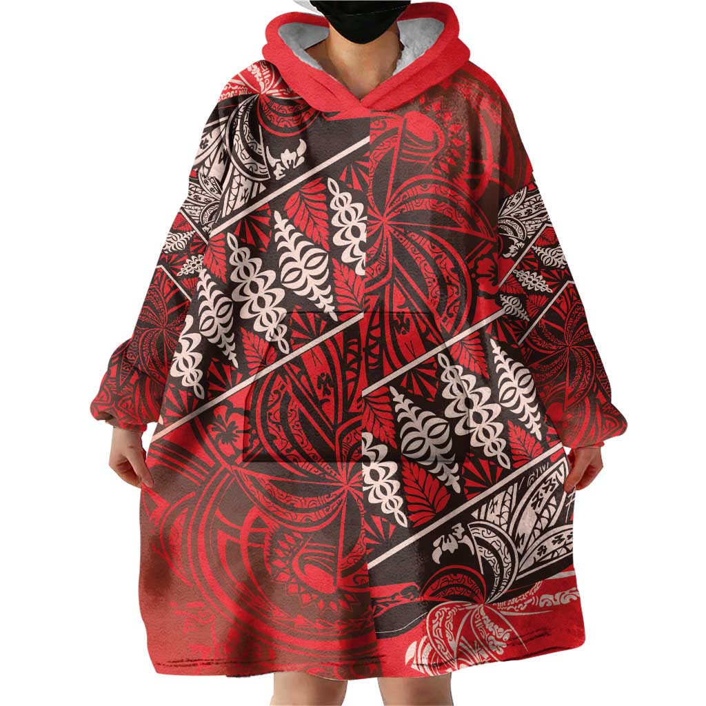 Vintage Ngatu Tribal Tonga Pattern Wearable Blanket Hoodie - Polynesian Pride