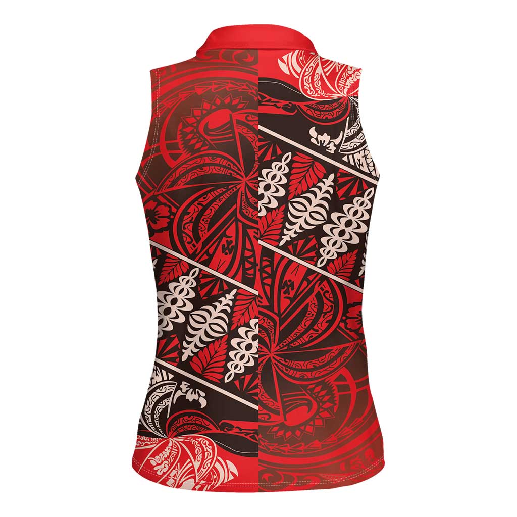 Vintage Ngatu Tribal Tonga Pattern Women Sleeveless Polo Shirt LT9 - Polynesian Pride
