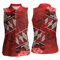 Vintage Ngatu Tribal Tonga Pattern Women Sleeveless Polo Shirt LT9 - Polynesian Pride
