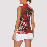 Vintage Ngatu Tribal Tonga Pattern Women Sleeveless Polo Shirt LT9 - Polynesian Pride