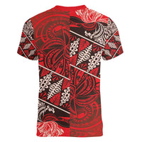 Vintage Ngatu Tribal Tonga Pattern Women V-Neck T-Shirt LT9 - Polynesian Pride