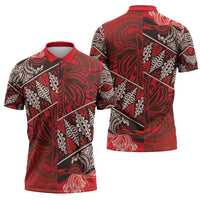 Vintage Ngatu Tribal Tonga Pattern Zipper Polo Shirt LT9 - Polynesian Pride