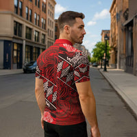 Vintage Ngatu Tribal Tonga Pattern Zipper Polo Shirt LT9 - Polynesian Pride