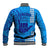 Strong Maui Baseball Jacket Good Living Hawaii with Shaka Sign Kakau Tribal Blue LT9 - Polynesian Pride