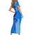 Strong Maui Short Sleeve Bodycon Dress Good Living Hawaii with Shaka Sign Kakau Tribal Blue LT9 - Polynesian Pride