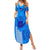 Strong Maui Summer Maxi Dress Good Living Hawaii with Shaka Sign Kakau Tribal Blue LT9 Women Blue - Polynesian Pride