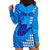 Personalised Strong Maui Hoodie Dress Good Living Hawaii with Shaka Sign Kakau Tribal Blue LT9 - Polynesian Pride