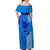 Personalised Strong Maui Off Shoulder Maxi Dress Good Living Hawaii with Shaka Sign Kakau Tribal Blue LT9 - Polynesian Pride