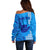 Personalised Strong Maui Off Shoulder Sweater Good Living Hawaii with Shaka Sign Kakau Tribal Blue LT9 - Polynesian Pride