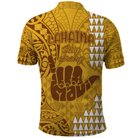 Strong Maui Polo Shirt Good Living Hawaii with Shaka Sign Kakau Tribal Gold LT9 - Polynesian Pride
