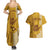 Personalised Strong Maui Couples Matching Summer Maxi Dress and Hawaiian Shirt Good Living Hawaii with Shaka Sign Kakau Tribal Gold LT9 - Polynesian Pride