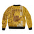 Personalised Strong Maui Sleeve Zip Bomber Jacket Good Living Hawaii with Shaka Sign Kakau Tribal Gold LT9 - Polynesian Pride