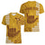 Personalised Strong Maui Women V Neck T Shirt Good Living Hawaii with Shaka Sign Kakau Tribal Gold LT9 - Polynesian Pride