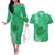 Strong Maui Couples Matching Off The Shoulder Long Sleeve Dress and Hawaiian Shirt Good Living Hawaii with Shaka Sign Kakau Tribal Green LT9 Green - Polynesian Pride