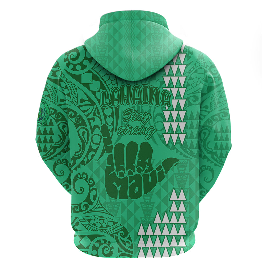 Strong Maui Hoodie Good Living Hawaii with Shaka Sign Kakau Tribal Green LT9 - Polynesian Pride