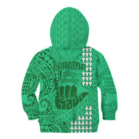 Strong Maui Kid Hoodie Good Living Hawaii with Shaka Sign Kakau Tribal Green LT9 - Polynesian Pride