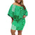 Strong Maui Off Shoulder Short Dress Good Living Hawaii with Shaka Sign Kakau Tribal Green LT9 Women Green - Polynesian Pride